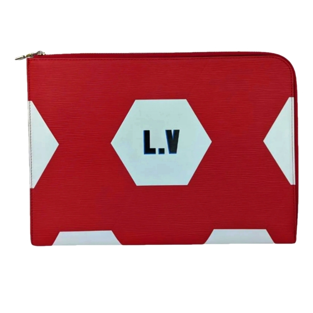 Limited Edition Louis Vuitton Epi World Cup 2018 Pochette Jour GM Clutch Bag Red - Picture 1 of 15